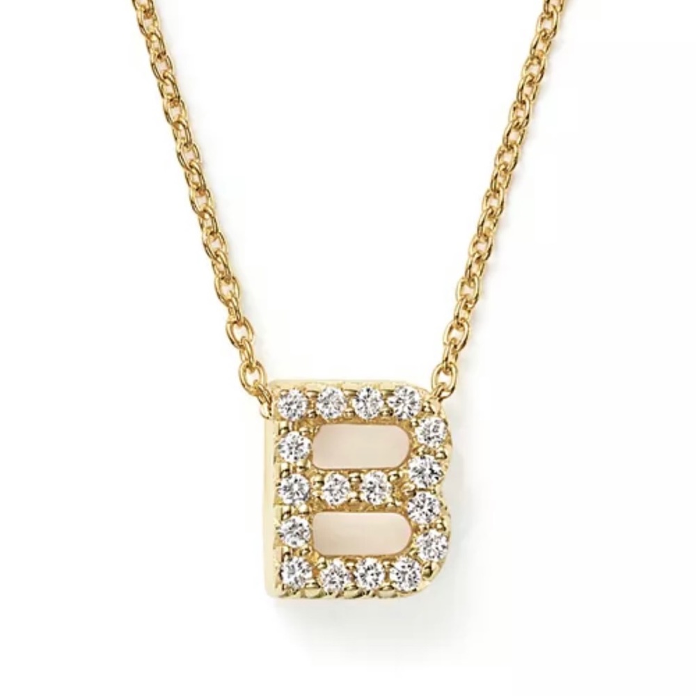 Roberto Coin 18K Yellow Gold and Diamond Initial Love Letter Pendant Necklace